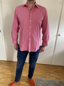 New pink and white gingham shirt