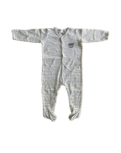 PETIT BATEAU | Gestreifter Fußpyjama Cheyenne | Blau | Größe 18 Monate