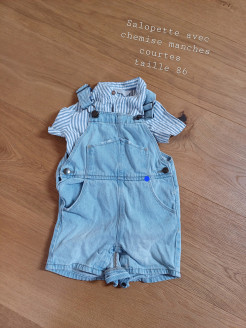 Overalls with short-sleeved shirt