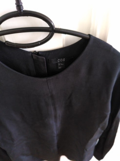 Black silk blouse, COS, with back zipper, size 34
