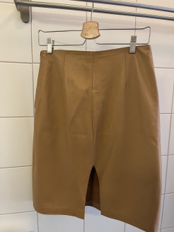 Beige leather skirt