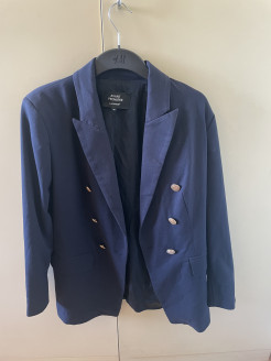 Mid-length navy blue blazer