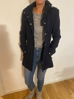 Manteau mi-long bleu marine