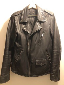 Black leather jacket man