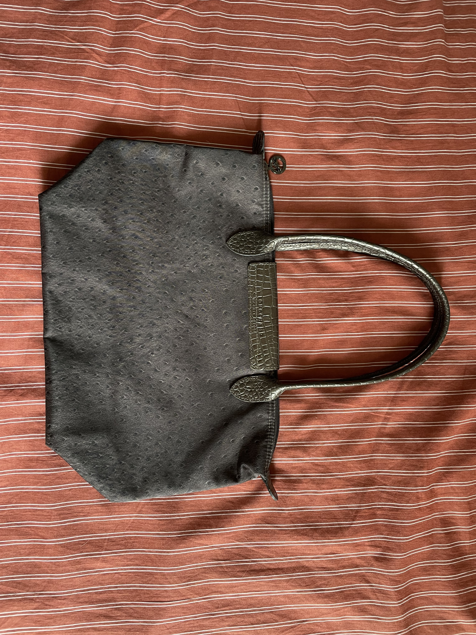 Long crocodile and ostrich style bag