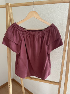 Bluse mit freien Schultern bordeauxrot