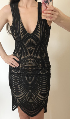 Black lace Bardot dress