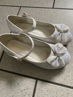 White glitter sandals