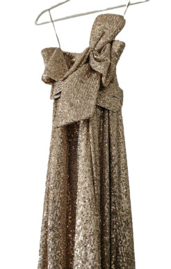 Brand New Badgley Mischka gold strapless sequin robe (XXS)