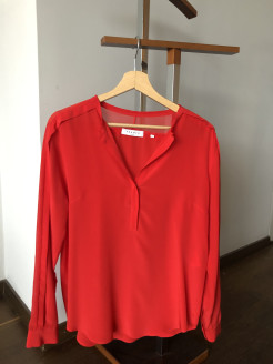 Sandro red silk blouse