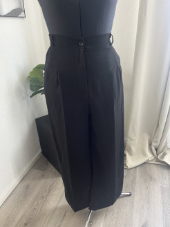 Classic black straight-leg trousers