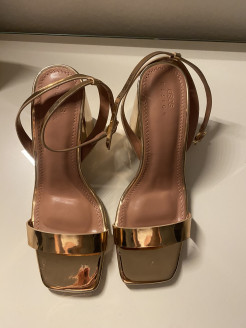 asos design 38 pink gold heel