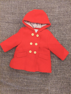Red coat with buttons