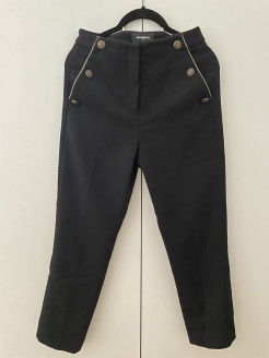 Straight-leg mid-length trousers, black