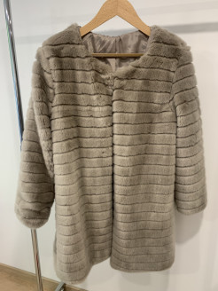 Mid-length faux fur coat