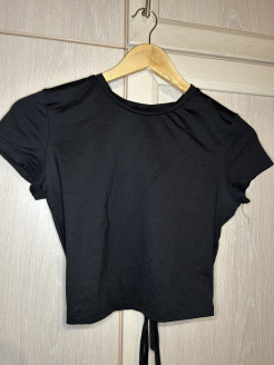 Black T-shirt with halter detail