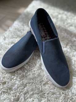 New Ben Sherman Men navy blue denim boat shoes loafers