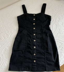 Short black denim dress