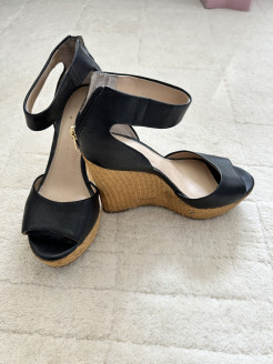 Black wedge sandals - size 37