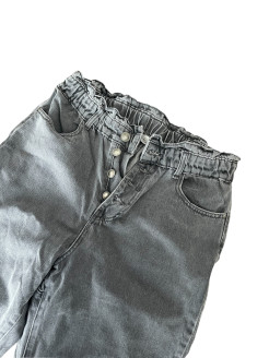 High-waisted soft denim trousers