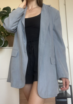 Blazer en daim bleu - gris