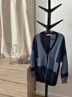 Blue Patchwork Cardigan