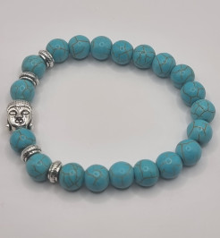 Bracelet de pierres précieuses turquoise Bouddha argent