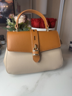 Beige and brown handbag