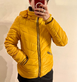 Yellow winter jacket with hood