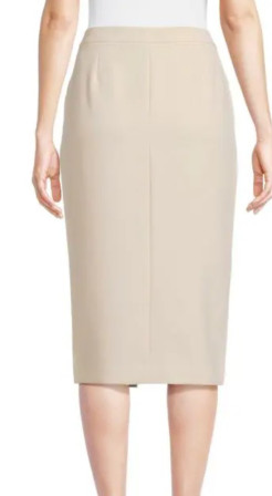 Brand New DKNY Front Slit Classic Beige Pencil Midi Skirt (US 10)