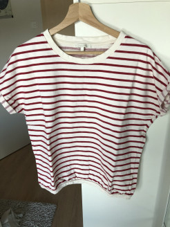 white-red striped t-shirt