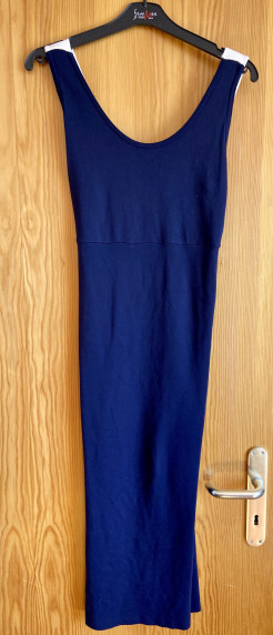 Navy blue and white maxi dress