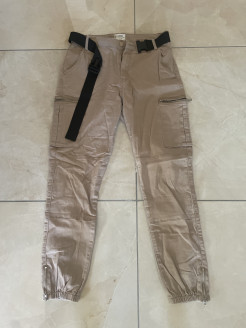 beige cargo trousers with belt