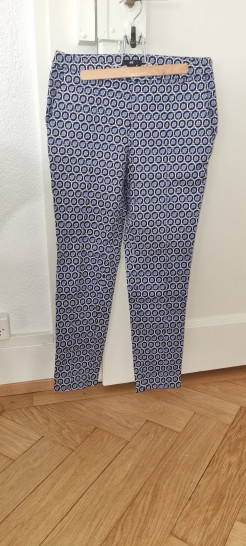 Black, blue and white patterned cigarette trousers H&M