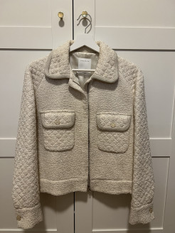 Veste Sandro en tweed beige et argentée