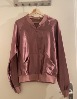 American Apparel pink satin bomber jacket