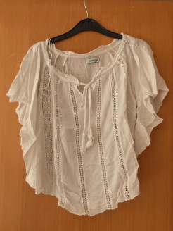 White summer blouse with butterfly sleeves