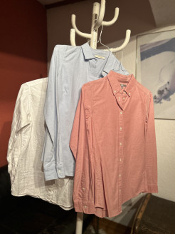 Blue white pink shirts