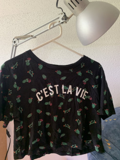 large crop top with cacti