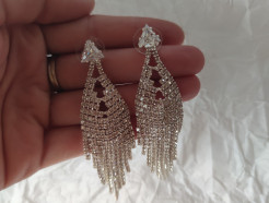 silver earrings with rhinestones