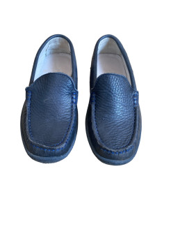 Navy blue leather loafers