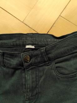 3/4 Stretch-Jeans, dunkelgrün, Größe 36