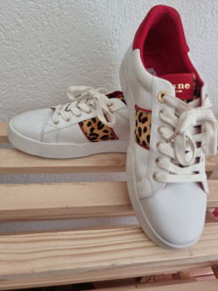 Dune Sneakers Leopard weiß rot