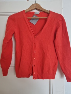 Coral red merino cardigan/jacket
