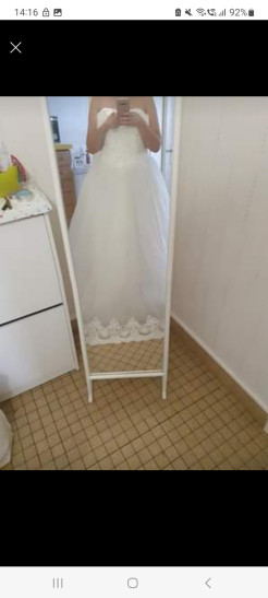 Wedding dress + lace bridal veil