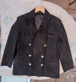 Black suede jacket and skirt set