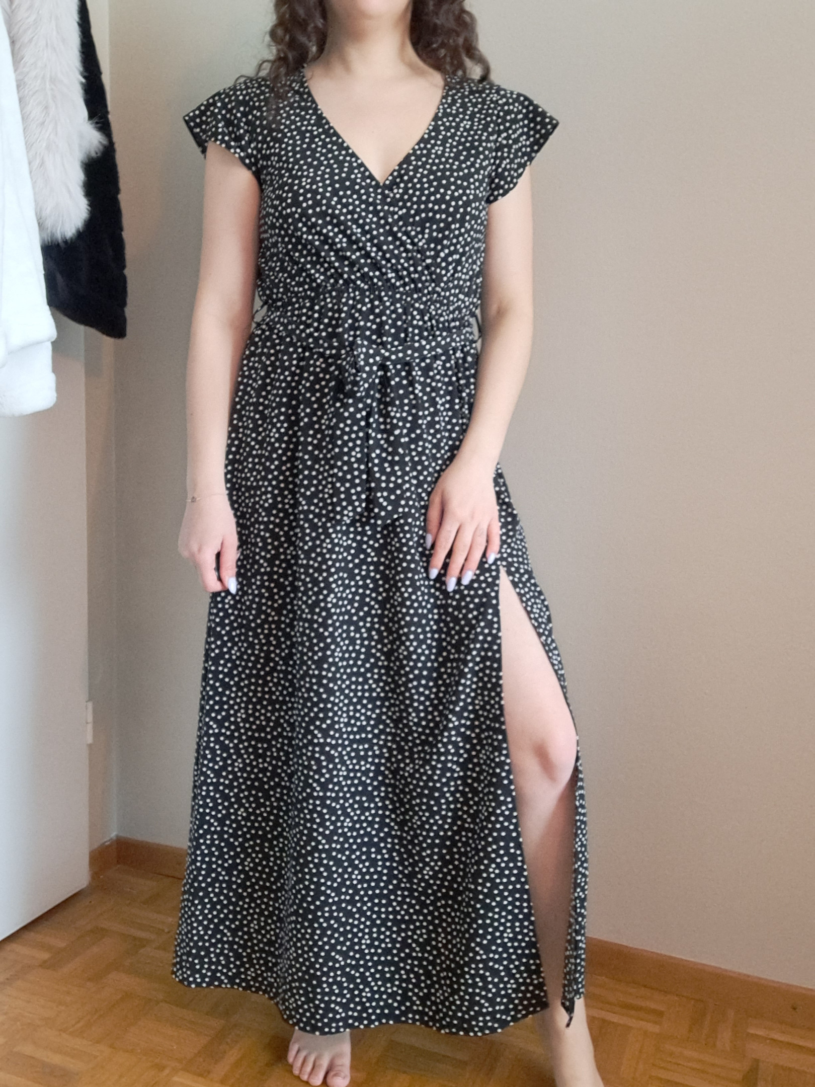 Black long dress with dots