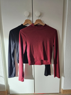 Set of 2 long-sleeved crop tops