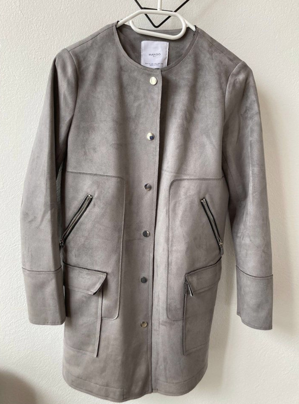 Suede mid-length jacket