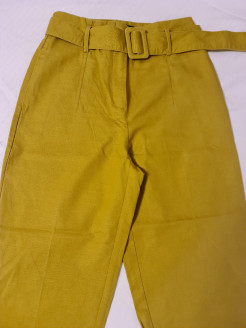 pantalon avec ceinture jaune moutarde ZARA neuf